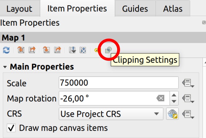 The QGIS clipping icon